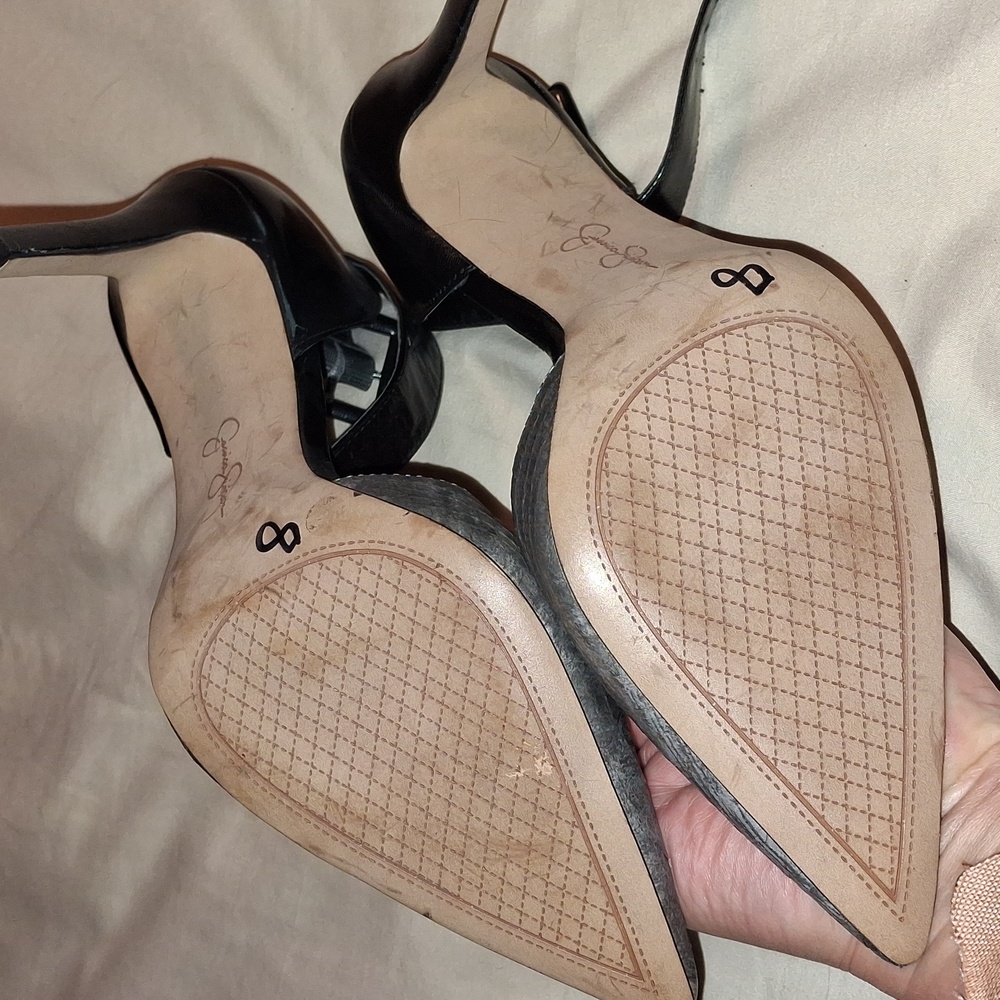 Jessica Simpson Gray And Black Ankle Strap Heels - Picture 5 of 9